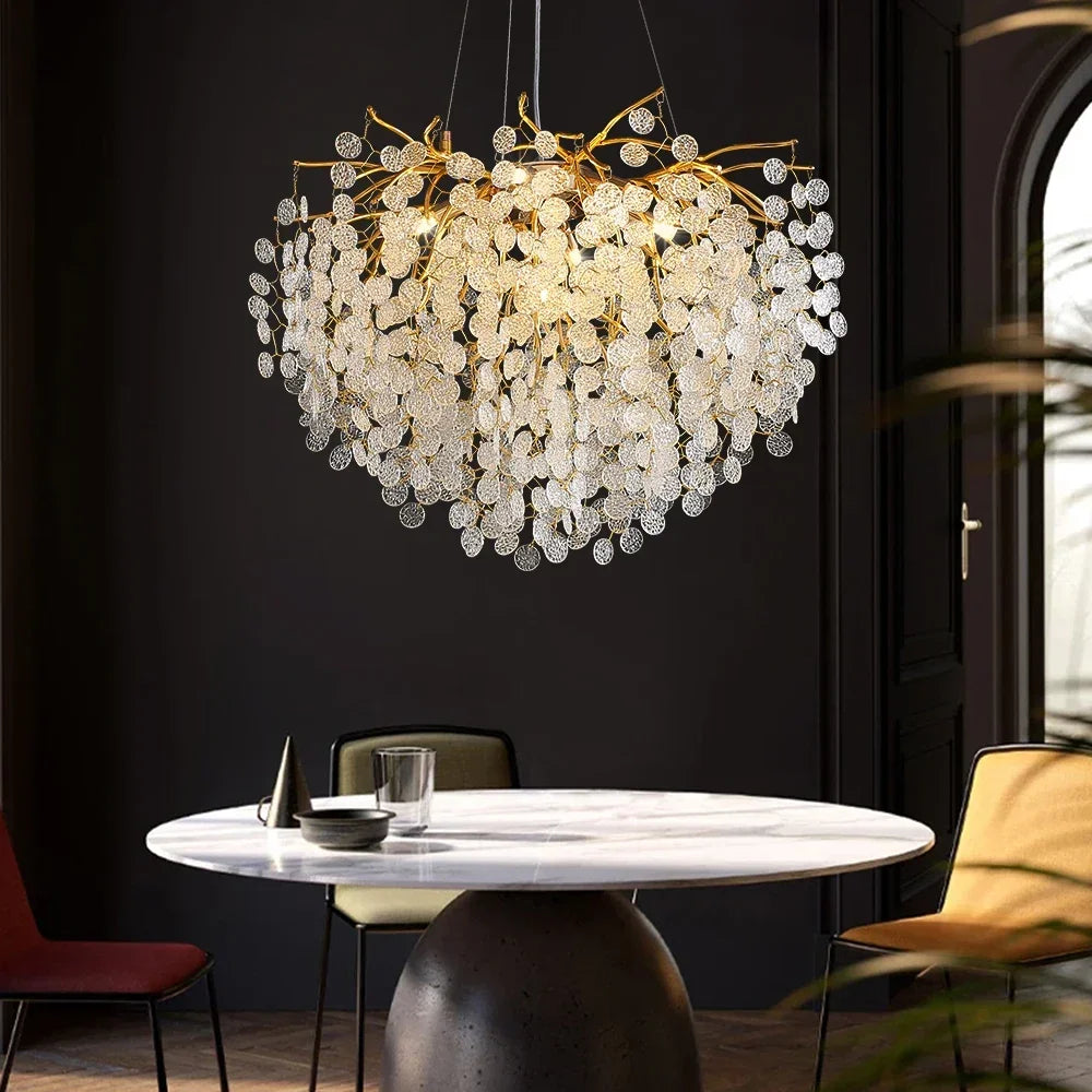 Lustre de teto de cristal led luxo iluminação interior decoração para sala estar quarto grandes lustres pendurados ouro
